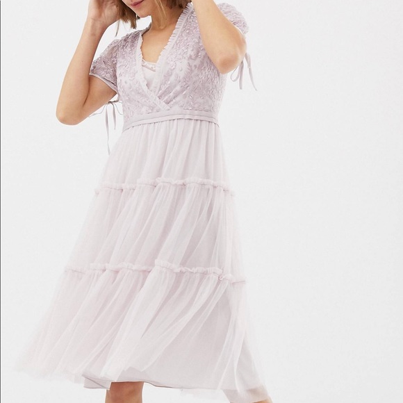 NWT Needle & Thread Embroidered Tulle Midi Dress - Picture 3 of 12